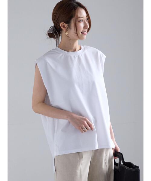 Te chichi(テチチ)の「シルケットノースリーブチュニック(Tシャツ/カットソー・レディース・ブラック/ブラウン/オフホワイト/ブルー・F)」の18枚目の写真