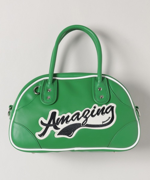 JEANASIS（ジーナシス）の「ミニロゴボウリングBAG/579610（ショルダーバッグ・レディース・ブラック/ホワイト/グリーン・FREE）」の3枚目の写真