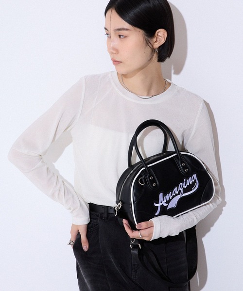 JEANASIS（ジーナシス）の「ミニロゴボウリングBAG/579610（ショルダーバッグ・レディース・ブラック/ホワイト/グリーン・FREE）」の22枚目の写真