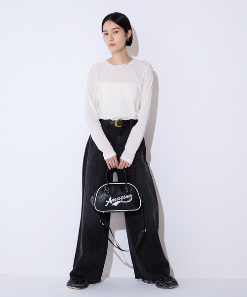 JEANASIS（ジーナシス）の「ミニロゴボウリングBAG/579610（ショルダーバッグ・レディース・ブラック/ホワイト/グリーン・FREE）」の21枚目の写真