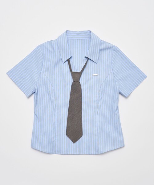 OLIVE des OLIVE(オリーブデオリーブ)の「ネクタイ付半袖シャツ(シャツ/ブラウス・レディース・ホワイト/サックスブルー/オフホワイト・FREE)」の18枚目の写真