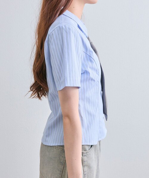 OLIVE des OLIVE(オリーブデオリーブ)の「ネクタイ付半袖シャツ(シャツ/ブラウス・レディース・ホワイト/サックスブルー/オフホワイト・FREE)」の16枚目の写真
