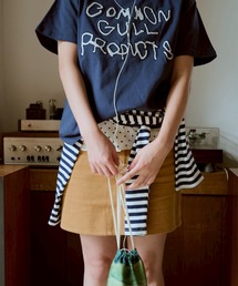 common gull products 半分こデニム ブルー セール】2つで1つのドローコードチェックシャツ（ブルゾン