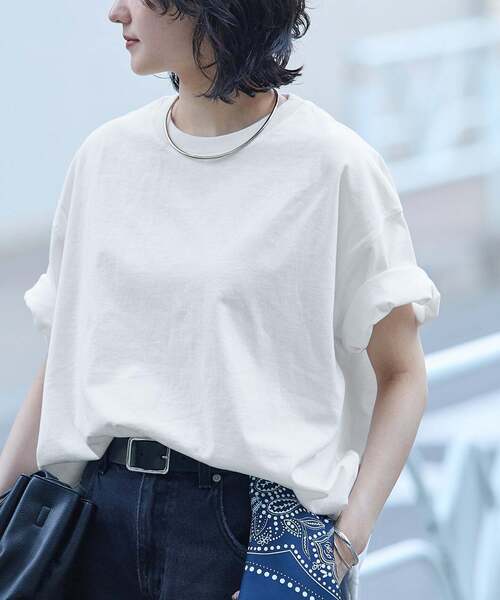 JOURNAL STANDARD(ジャーナルスタンダード)の「《追加4》タックスウェットTシャツ(Tシャツ/カットソー・レディース・ブラック/ブラウン系その他/ホワイト/パープル系その他・FREE)」の1枚目の写真