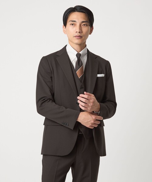 green label relaxing(グリーンレーベルリラクシング)の「コットン ピンストライプ タブカラー ドレスシャツ -イージーアイロン-(ビジネスシャツ・メンズ・ネイビー/ブラウン系・40cm/42cm/39cm/41cm/43cm/37cm/38cm)」の5枚目の写真