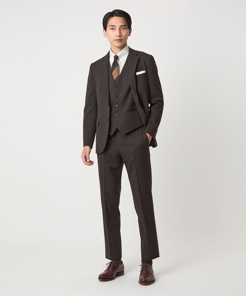 green label relaxing(グリーンレーベルリラクシング)の「コットン ピンストライプ タブカラー ドレスシャツ -イージーアイロン-(ビジネスシャツ・メンズ・ネイビー/ブラウン系・40cm/42cm/39cm/41cm/43cm/37cm/38cm)」の6枚目の写真