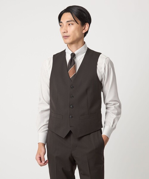 green label relaxing(グリーンレーベルリラクシング)の「コットン ピンストライプ タブカラー ドレスシャツ -イージーアイロン-(ビジネスシャツ・メンズ・ネイビー/ブラウン系・40cm/42cm/39cm/41cm/43cm/37cm/38cm)」の7枚目の写真