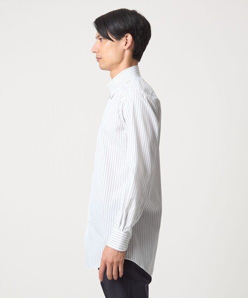 green label relaxing(グリーンレーベルリラクシング)の「コットン ピンストライプ タブカラー ドレスシャツ -イージーアイロン-(ビジネスシャツ・メンズ・ネイビー/ブラウン系・40cm/42cm/39cm/41cm/43cm/37cm/38cm)」の9枚目の写真