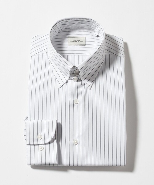 green label relaxing(グリーンレーベルリラクシング)の「コットン ピンストライプ タブカラー ドレスシャツ -イージーアイロン-(ビジネスシャツ・メンズ・ネイビー/ブラウン系・40cm/42cm/39cm/41cm/43cm/37cm/38cm)」の11枚目の写真