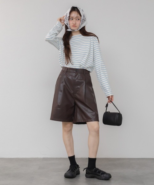 HEILIS(ヘイリス)の「フェイクレザーハーフパンツ / 秋服 シティガール ガーリー ブラック ブラウン 韓国(その他パンツ・レディース・ブラック/ブラウン・FREE)」の16枚目の写真