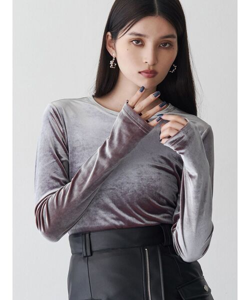 tシャツ シャンブレーベロアトップス レディース シャンブレーベロアトップス（Tシャツ/カットソー）｜MURUA