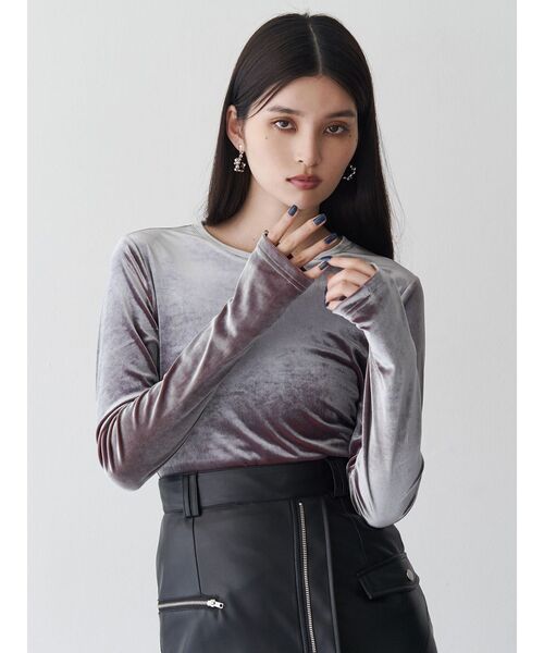 シャンブレーベロアトップス（Tシャツ/カットソー）｜MURUA（ムルーア