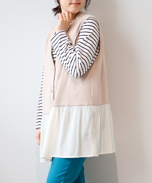 MB mint breeze(エムビーミントブリーズ)の「【WEB/一部店舗限定】【LL~6L 大きいサイズ】 ダンボールニットVネック前開きベスト(ベスト・レディース・ブラック/ベージュ・LL/3L/4L/5L/6L)」の9枚目の写真