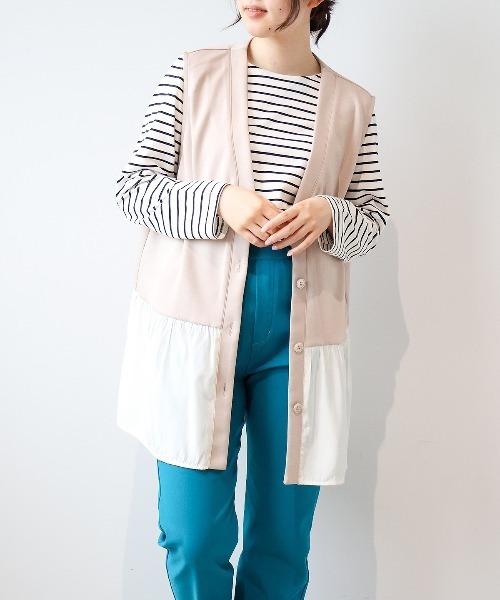 MB mint breeze(エムビーミントブリーズ)の「【WEB/一部店舗限定】【LL~6L 大きいサイズ】 ダンボールニットVネック前開きベスト(ベスト・レディース・ブラック/ベージュ・LL/3L/4L/5L/6L)」の11枚目の写真