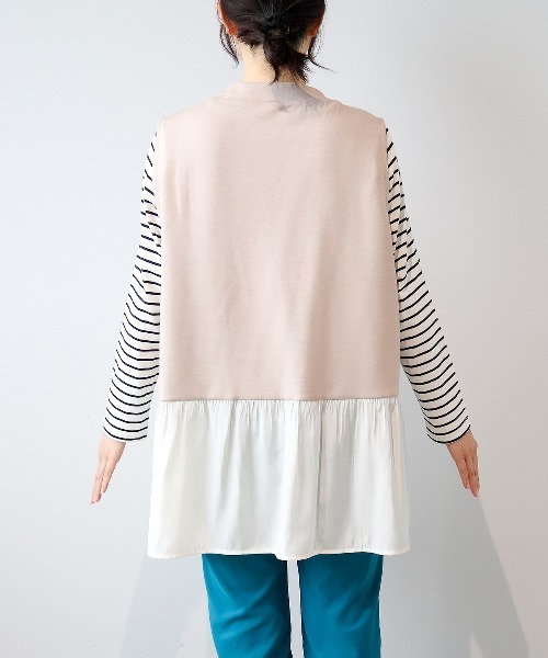 MB mint breeze(エムビーミントブリーズ)の「【WEB/一部店舗限定】【LL~6L 大きいサイズ】 ダンボールニットVネック前開きベスト(ベスト・レディース・ブラック/ベージュ・LL/3L/4L/5L/6L)」の14枚目の写真
