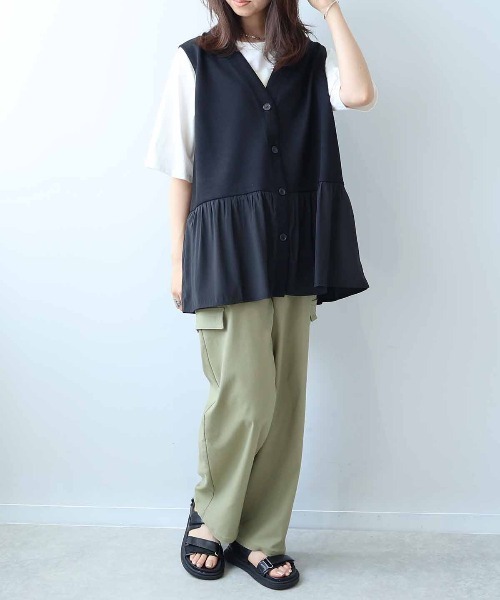 MB mint breeze(エムビーミントブリーズ)の「【WEB/一部店舗限定】【LL~6L 大きいサイズ】 ダンボールニットVネック前開きベスト(ベスト・レディース・ブラック/ベージュ・LL/3L/4L/5L/6L)」の22枚目の写真