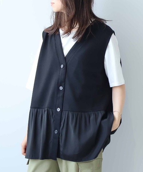 MB mint breeze(エムビーミントブリーズ)の「【WEB/一部店舗限定】【LL~6L 大きいサイズ】 ダンボールニットVネック前開きベスト(ベスト・レディース・ブラック/ベージュ・LL/3L/4L/5L/6L)」の17枚目の写真