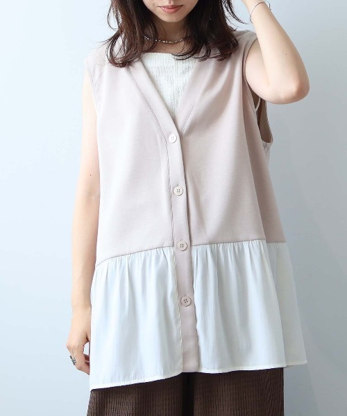 MB mint breeze(エムビーミントブリーズ)の「【WEB/一部店舗限定】【LL~6L 大きいサイズ】 ダンボールニットVネック前開きベスト(ベスト・レディース・ブラック/ベージュ・LL/3L/4L/5L/6L)」の20枚目の写真