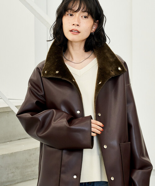 MYINE マイン　カーリーボアスタンドファーコート　フリーサイズ MYINE マイン カーリーボアスタンドファーコート フリーサイズ サイズ