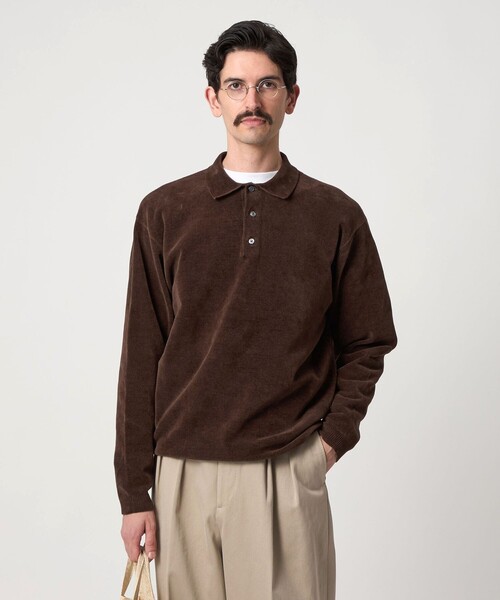 ユナイテッドアローズ ソリッド コットン ニットポロシャツ ブラウン ユナイテッドアローズ ソリッド コットン ニットポロシャツ ブラウン