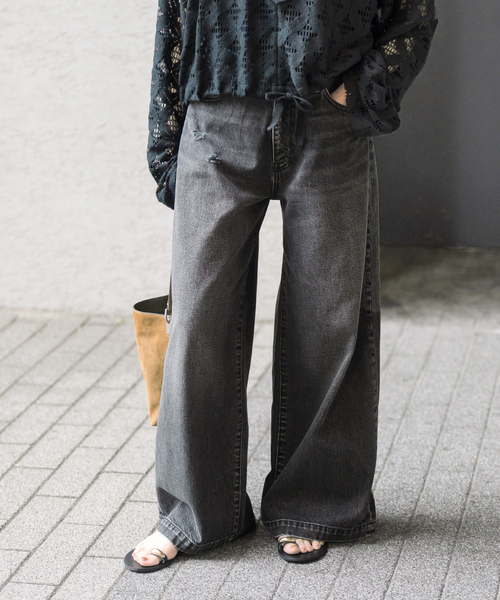 5 1/2 BAGGY DENIM (Black）（デニムパンツ）｜Spick & Span