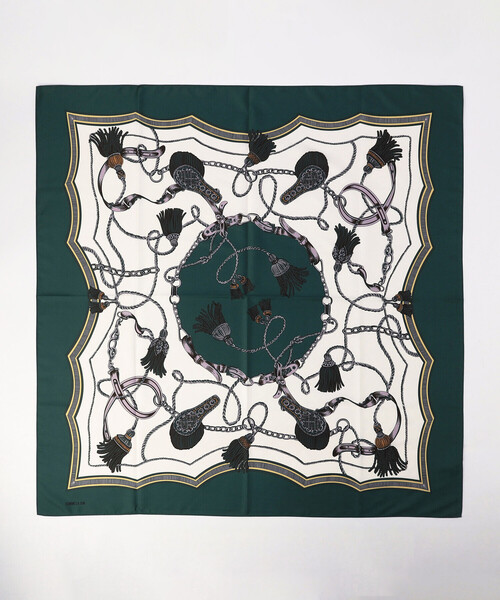 COMME CA ISM（コムサイズム）の「【リバーシブル】タッセル大判スカーフ（ストール/ショール・レディース・キャメル/グリーン系・FREE）」の4枚目の写真