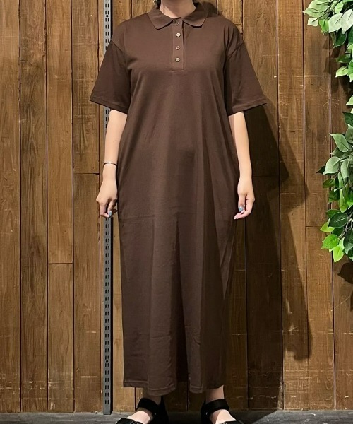 Right-on(ライトオン)の「【HONEYSUCKLE ROSE】接触冷感ポロワンピース(ワンピース・レディース・ブラウン/ライトグレー/ダークグレー・L/M)」の7枚目の写真