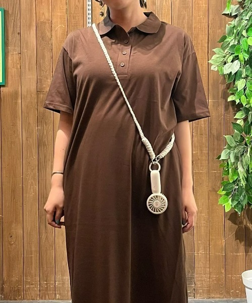 Right-on(ライトオン)の「【HONEYSUCKLE ROSE】接触冷感ポロワンピース(ワンピース・レディース・ブラウン/ライトグレー/ダークグレー・L/M)」の10枚目の写真