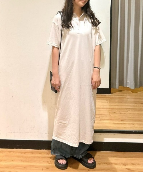 Right-on(ライトオン)の「【HONEYSUCKLE ROSE】接触冷感ポロワンピース(ワンピース・レディース・ブラウン/ライトグレー/ダークグレー・L/M)」の11枚目の写真