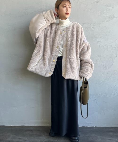 TATRAS（タトラス）の「[TATRAS/タトラス] ANNABELLA ボアフリース ノーカラーブルゾン（ブルゾン・レディース・ライトグレー/ブラック・2/1）」の12枚目の写真