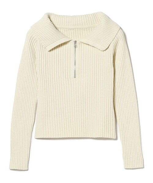 Ray BEAMS（レイビームス）の「モール ハーフジップ ビッグカラー ニット（ニット/セーター・レディース・オフホワイト/シルバー/ライトブルー・ONE SIZE）」の12枚目の写真