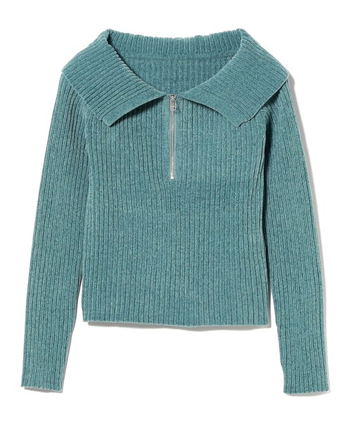 Ray BEAMS（レイビームス）の「モール ハーフジップ ビッグカラー ニット（ニット/セーター・レディース・オフホワイト/シルバー/ライトブルー・ONE SIZE）」の18枚目の写真