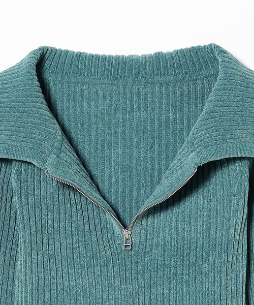 Ray BEAMS（レイビームス）の「モール ハーフジップ ビッグカラー ニット（ニット/セーター・レディース・オフホワイト/シルバー/ライトブルー・ONE SIZE）」の19枚目の写真