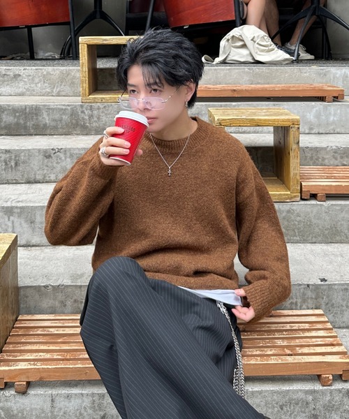 ADAMASTE(アダマスト)の「Soft Touch Crew Neck Knit - ソフトタッチクルーネックニット(ニット/セーター・メンズ・ホワイト/レッド/バーガンディー/ブラウン系その他/ブラック/チャコールグレー/ブルー・SMALL/MEDIUM/LARGE)」の4枚目の写真