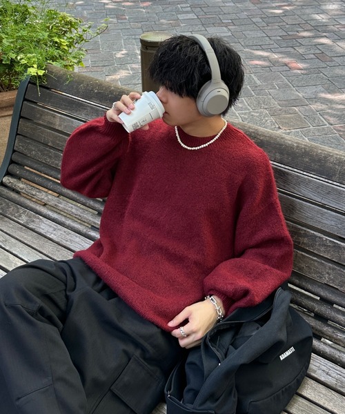 ADAMASTE(アダマスト)の「Soft Touch Crew Neck Knit - ソフトタッチクルーネックニット(ニット/セーター・メンズ・ホワイト/レッド/バーガンディー/ブラウン系その他/ブラック/チャコールグレー/ブルー・SMALL/MEDIUM/LARGE)」の7枚目の写真