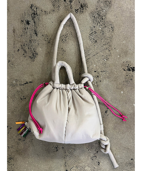 cheek】puff kinchaku 2WAY tote 巾着 ナイロン ショルダーバッグ