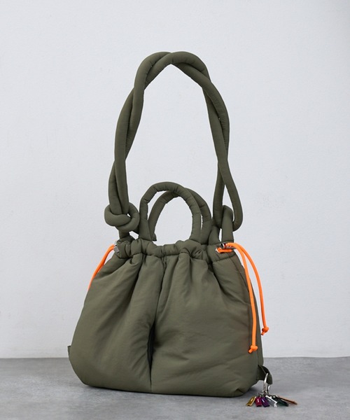 cheek】puff kinchaku 2WAY tote 巾着 ナイロン ショルダーバッグ