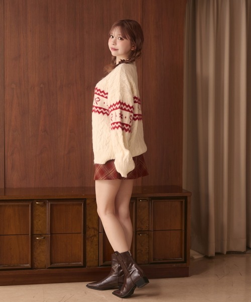 TITTY&CO.（ティティーアンドコー）の「ノルディックリボンニット（ニット/セーター・レディース・ネイビー/ホワイト/グレー/ライトブルー/ベージュ・FREE）」の18枚目の写真