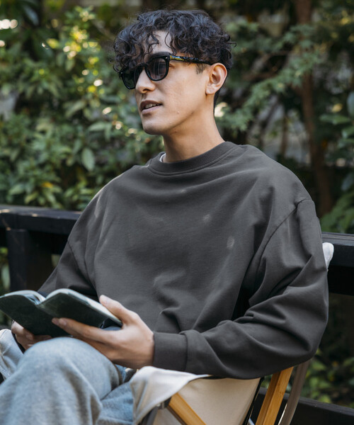 Firsthand(ファーストハンド)の「Firsthand/ファーストハンド 配色 リラックスフィット クルーネックスウェット / ダブルフェイス(スウェット・メンズ・グレー/チャコールグレー/ブラック・M/L)」の8枚目の写真