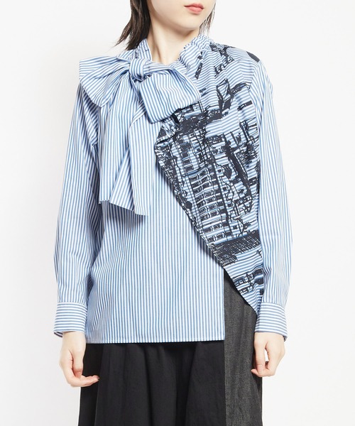 セール】中欧プリント ライトドレープブラウス（シャツ/ブラウス