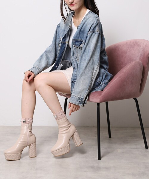 ESPERANZA(エスペランサ)の「【ラク盛り/ショートブーツ】リピーター続出/脚長美脚 1足で8パターン楽しめる!マルチWAYショートブーツ(ブーツ・レディース・アイボリー/ブラック・S/M/L/LL)」の10枚目の写真