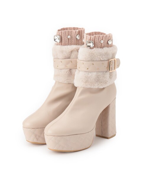 ESPERANZA(エスペランサ)の「【ラク盛り/ショートブーツ】リピーター続出/脚長美脚 1足で8パターン楽しめる!マルチWAYショートブーツ(ブーツ・レディース・アイボリー/ブラック・S/M/L/LL)」の16枚目の写真