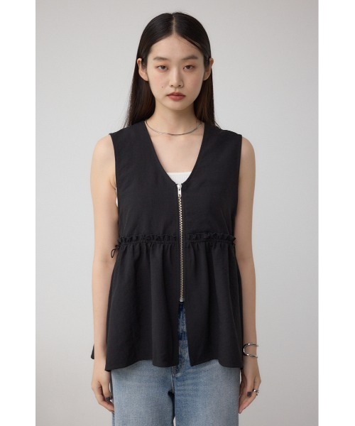 新品未使用AZUL moussy ビスチェ　ジップペプラムサイドドロストベスト セール】ジップペプラムサイドドロストベスト（ベスト）｜AZUL BY