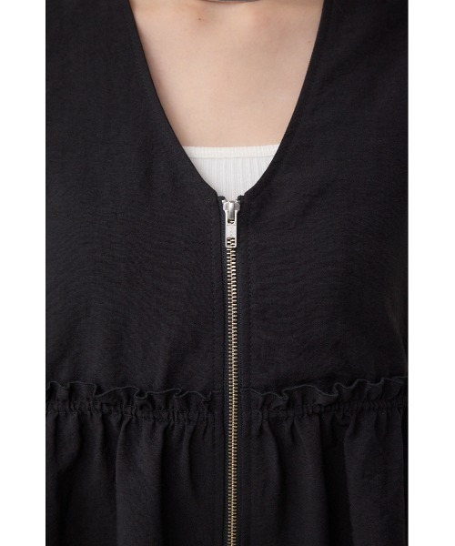 AZUL by moussy（アズールバイマウジー）の「ジップペプラムサイドドロストベスト（ベスト・レディース・ブラウン/ブラック/ライトベージュ・FREE）」の10枚目の写真