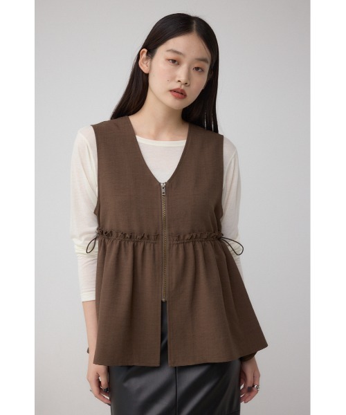 AZUL by moussy（アズールバイマウジー）の「ジップペプラムサイドドロストベスト（ベスト・レディース・ブラウン/ブラック/ライトベージュ・FREE）」の15枚目の写真