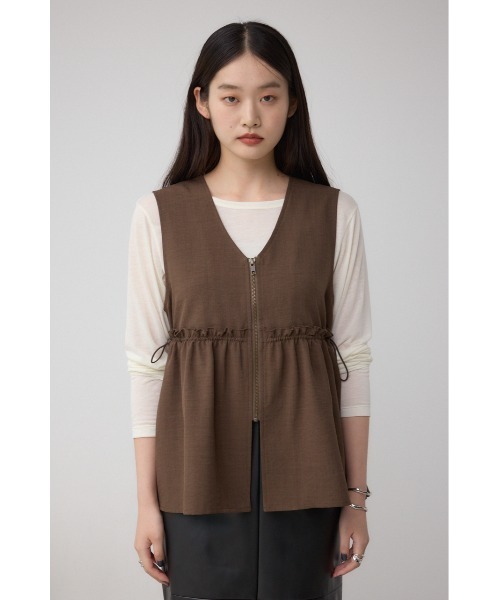 AZUL by moussy（アズールバイマウジー）の「ジップペプラムサイドドロストベスト（ベスト・レディース・ブラウン/ブラック/ライトベージュ・FREE）」の17枚目の写真