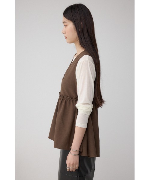 AZUL by moussy（アズールバイマウジー）の「ジップペプラムサイドドロストベスト（ベスト・レディース・ブラウン/ブラック/ライトベージュ・FREE）」の18枚目の写真