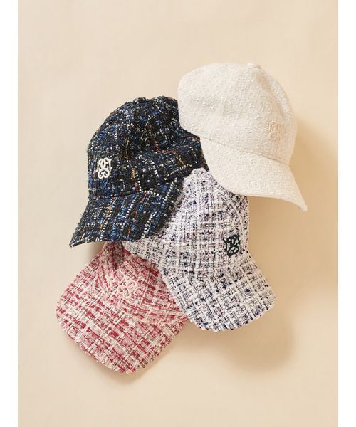 SNIDEL（スナイデル）の「ツイードCAP（キャップ・レディース・ネイビー/ピンク/アイボリー/マルチ・F）」の5枚目の写真