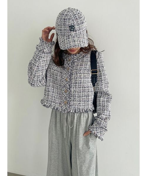 SNIDEL（スナイデル）の「ツイードCAP（キャップ・レディース・ネイビー/ピンク/アイボリー/マルチ・F）」の6枚目の写真