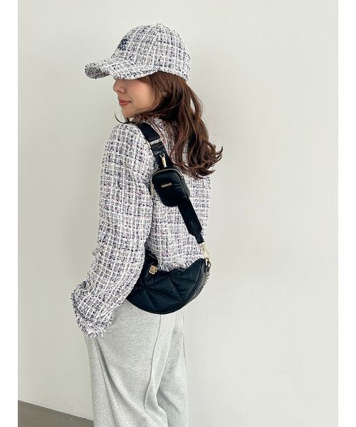 SNIDEL（スナイデル）の「ツイードCAP（キャップ・レディース・ネイビー/ピンク/アイボリー/マルチ・F）」の7枚目の写真